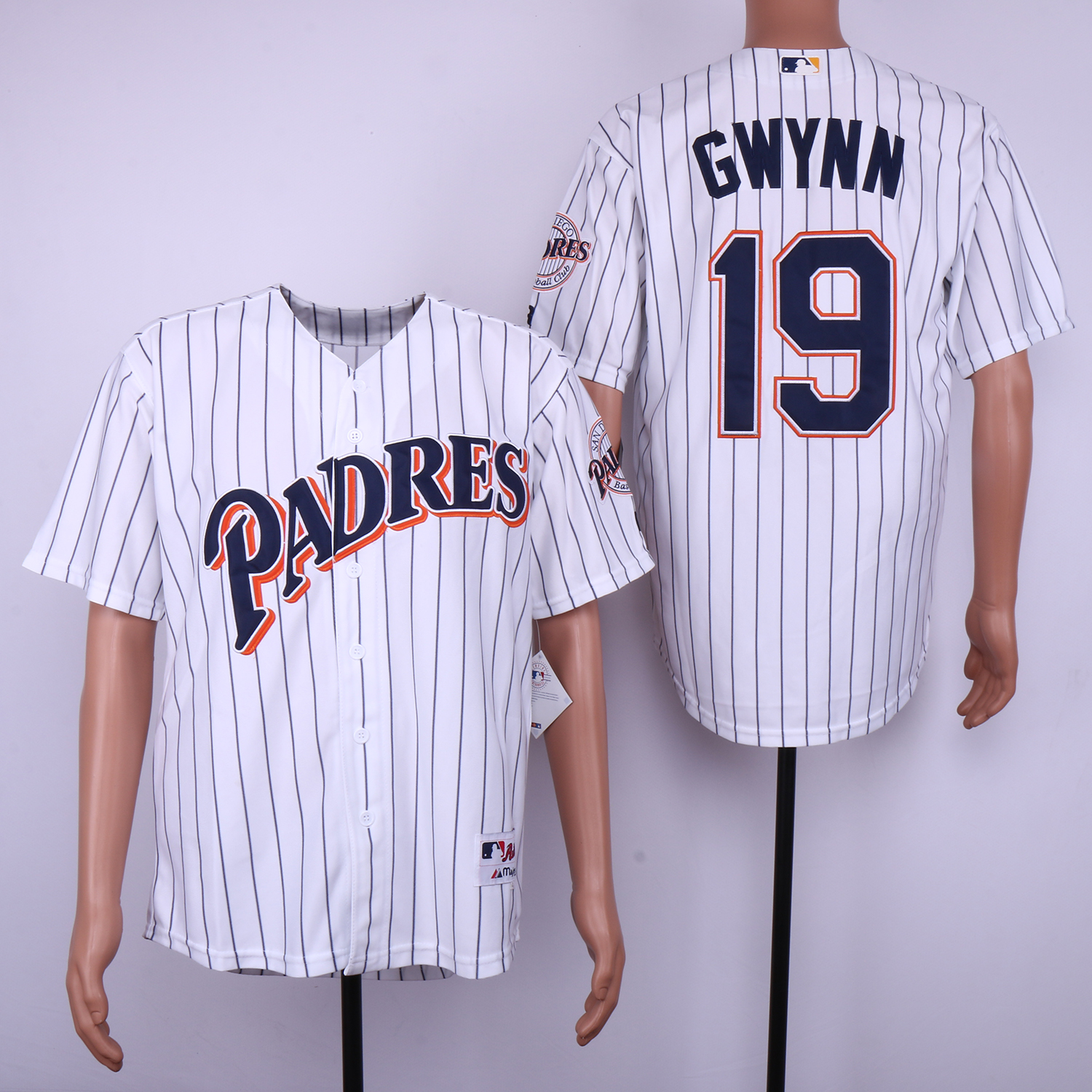 Men San Diego Padres 19 Gwynn White Throwback MLB Jerseys